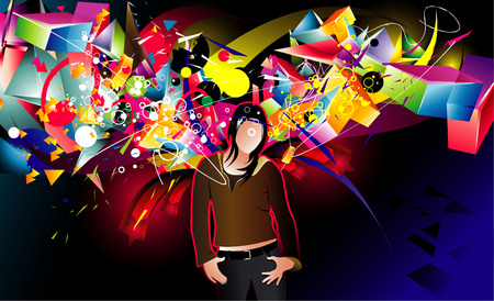 2d vector with cool backgroundのイラスト素材