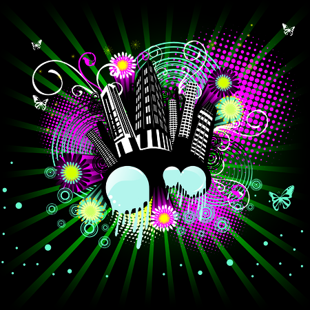 city at nightのイラスト素材