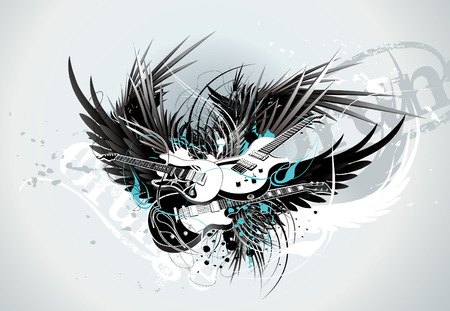 cool illustration with electric guitarのイラスト素材