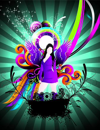 colorful composition with teen modelのイラスト素材
