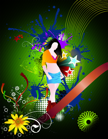 colorful composition with teen modelのイラスト素材