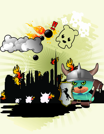 cute viking bearのイラスト素材