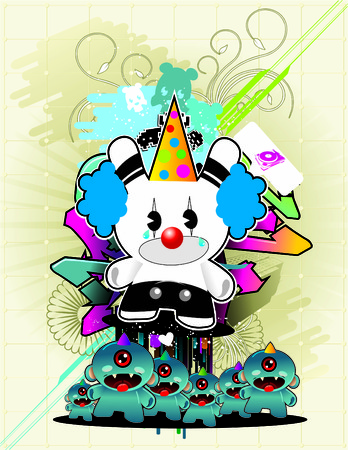 cute clawn bearのイラスト素材