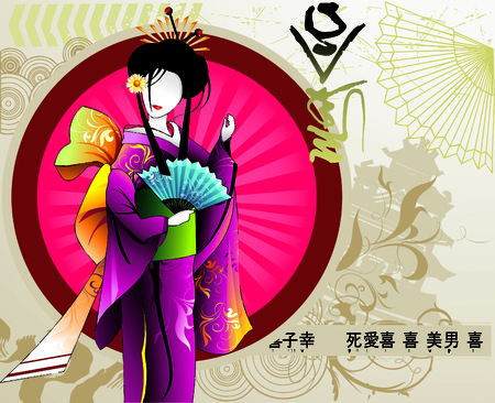 japanese art illustrationのイラスト素材