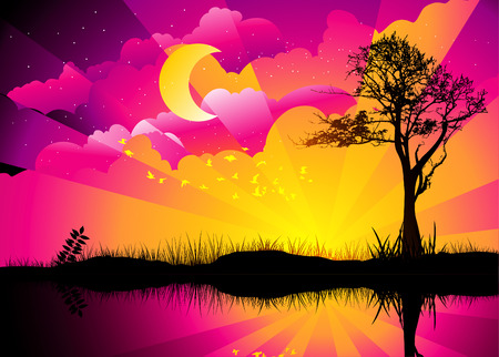 late afternoon landscapeのイラスト素材