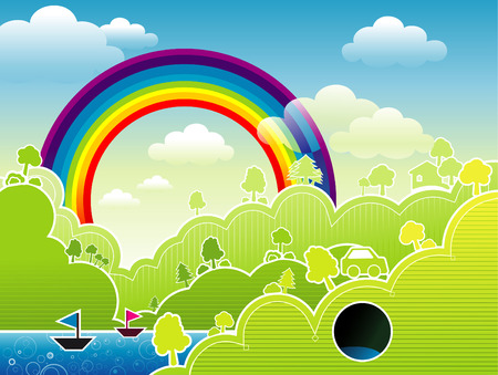 cartoon landscapeのイラスト素材