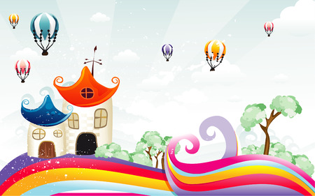 Tender illustration villageのイラスト素材