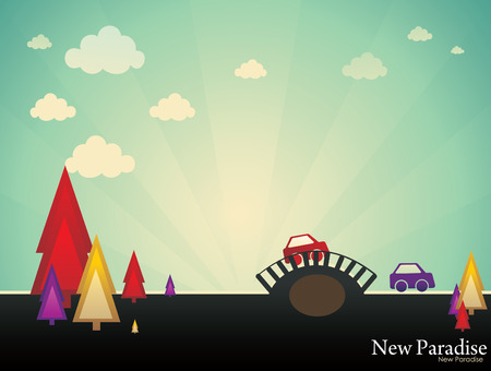 fantasy landscape vectorのイラスト素材