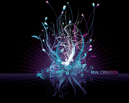 floral neon vector illustrationのイラスト素材