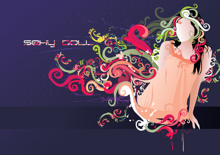 floral girl jumping vectorのイラスト素材