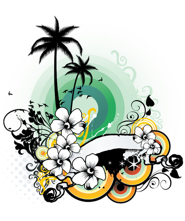 summer floral vector illustrationのイラスト素材