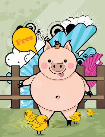pig vector illustration のイラスト素材