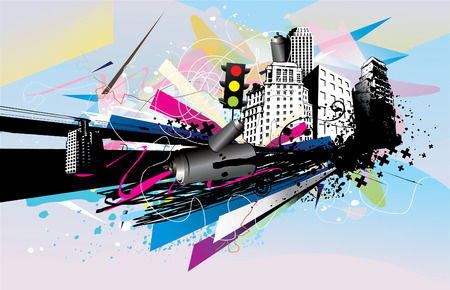 urban vector fantasy illustrationのイラスト素材