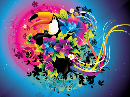 toucan color vector illustrationのイラスト素材