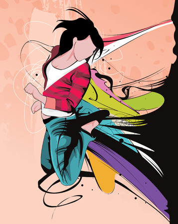 girl jumping vectorのイラスト素材