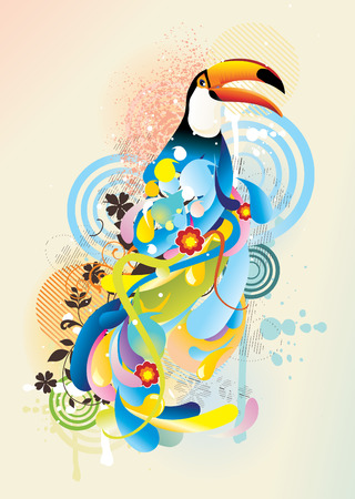 tropical bird abstract vectorのイラスト素材
