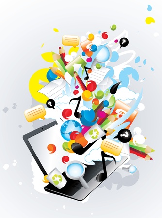 laptop elements abstract compositionのイラスト素材