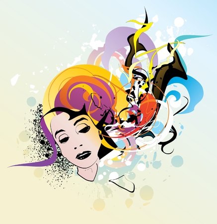fashion girl vector abstractのイラスト素材