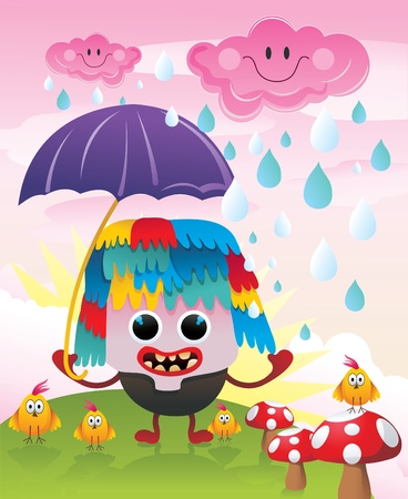 character in the rain vectorのイラスト素材