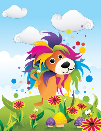 color lion abstract vectorのイラスト素材
