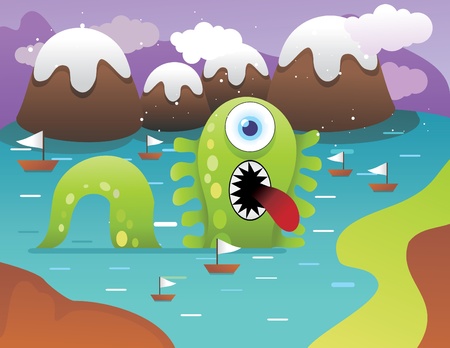 lake monster vectorのイラスト素材