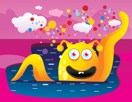 lake monster vectorのイラスト素材