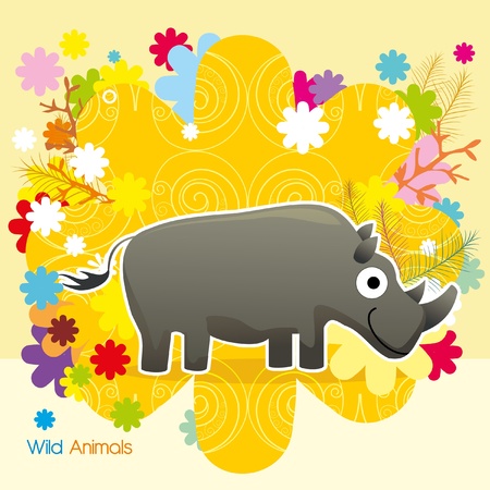rhino cartoon vector designのイラスト素材