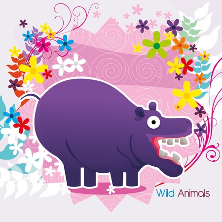 hippo cartoon vector designのイラスト素材