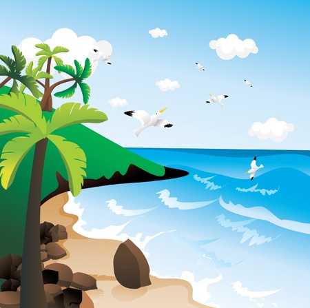 paradise beach illustrationのイラスト素材