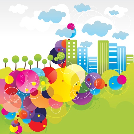 fantasy color city vectorのイラスト素材