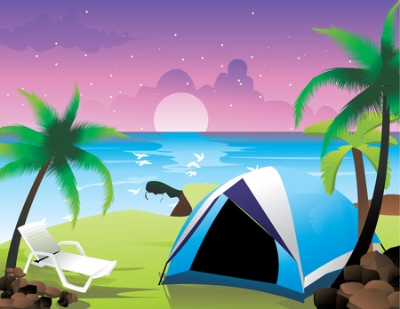 camping near the sea vectorのイラスト素材