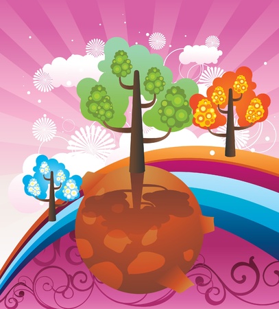 fantasy trees vector designのイラスト素材