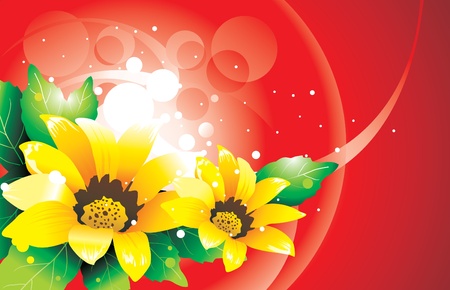 color flowers over gradient backgroundのイラスト素材