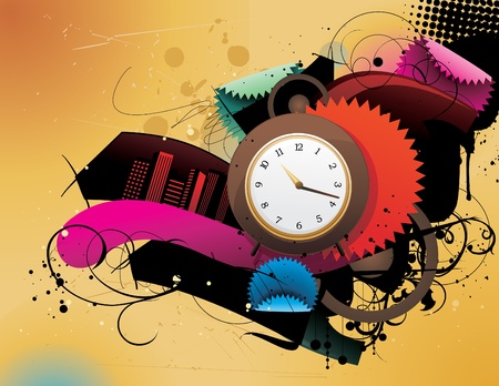 grunge clock cassette vectorのイラスト素材