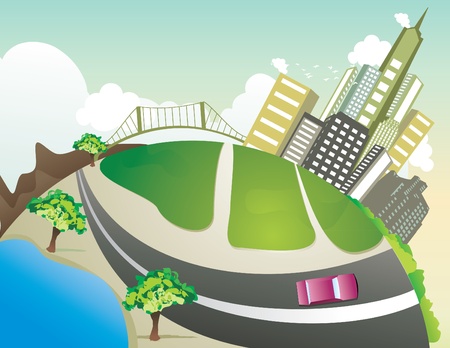 fisheye city のイラスト素材