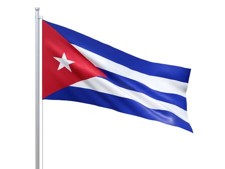 Cuba flag waving on white background, close up, isolated. 3D renderの写真素材