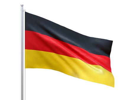 Germany flag waving on white background, close up, isolated. 3D renderの写真素材
