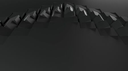 Black background with rotating cubesの写真素材