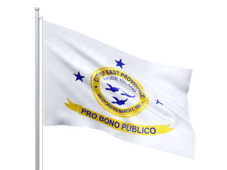 East Providence (city in Rhode Island state) flag waving on white background, close up, isolated. 3D renderの写真素材