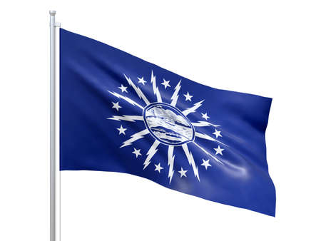 Buffalo (city in New York state) flag waving on white background, close up, isolated. 3D renderの写真素材