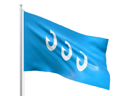 Froya (municipality in Norway) flag waving on white background, close up, isolated. 3D renderingの写真素材