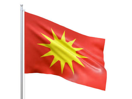 Bodo (municipality in Norway) flag waving on white background, close up, isolated. 3D renderingの写真素材