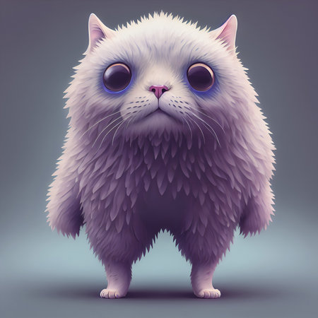 Funny cat with blue eyes. 3d rendering, 3d illustration.の素材