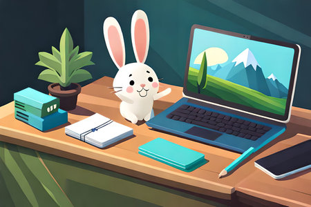Freelance work at home. Work from home concept. vector illustrationの素材