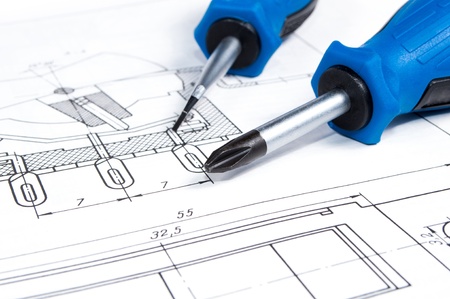 Set of turn-screws on a drawing