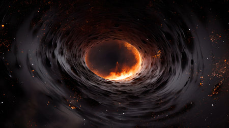 Fiery hole in the outer space. Bonding. 3D renderingの素材