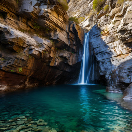Waterfall in the Canyon of the Kings, Crete, Greeceの素材