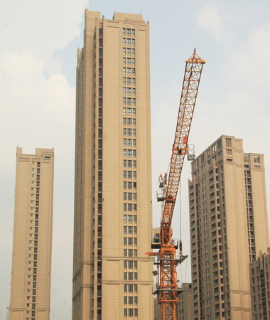 Shanghai construction skyscrapers の写真素材