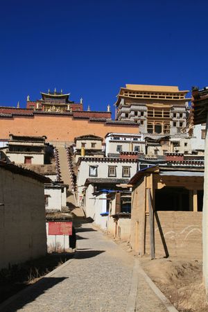 Monastery of Shangrila in Tibetの写真素材