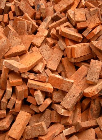 Pile of red bricksの写真素材